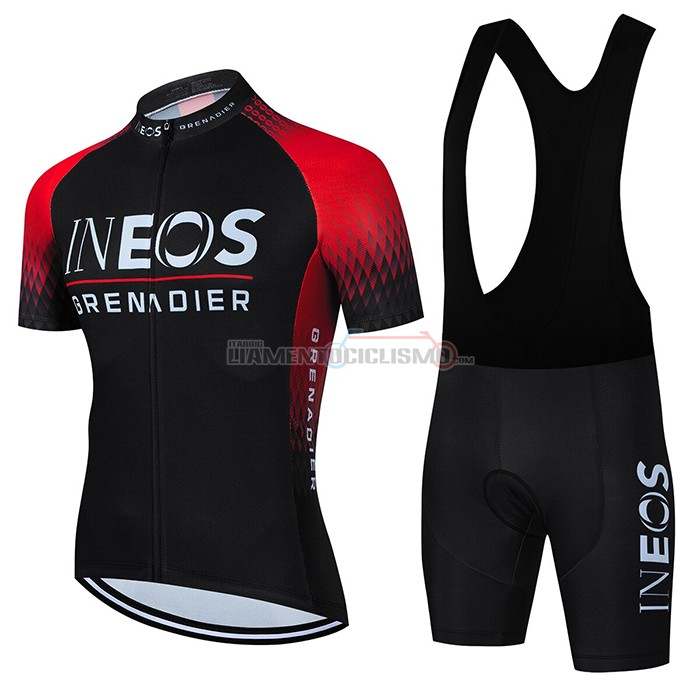 Abbigliamento Ciclismo Ineos Grenadiers Manica Corta 2022 Nero Rosso